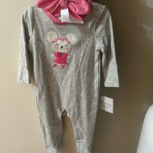 Gray and Pink Mouse One Piece
